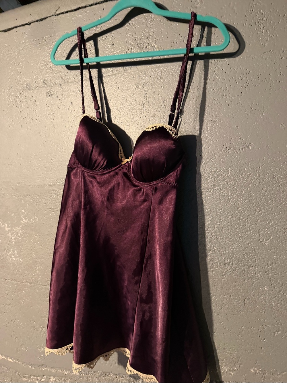 Gilligan & O'Malley Plum Satin Lace-Trim Slip